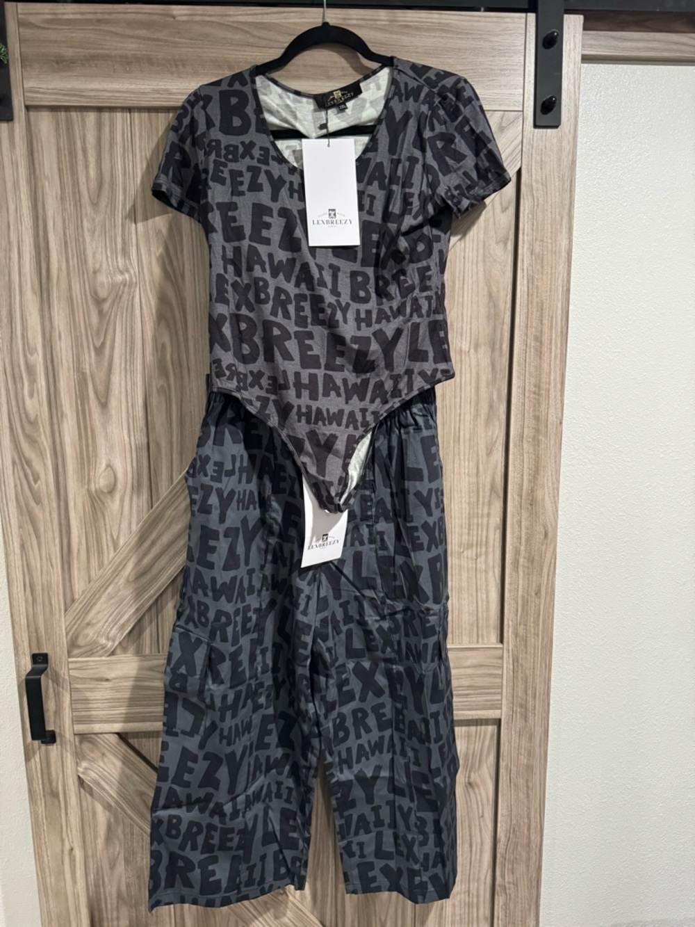 LexBreezy Grey Logo Print Two-Piece Set